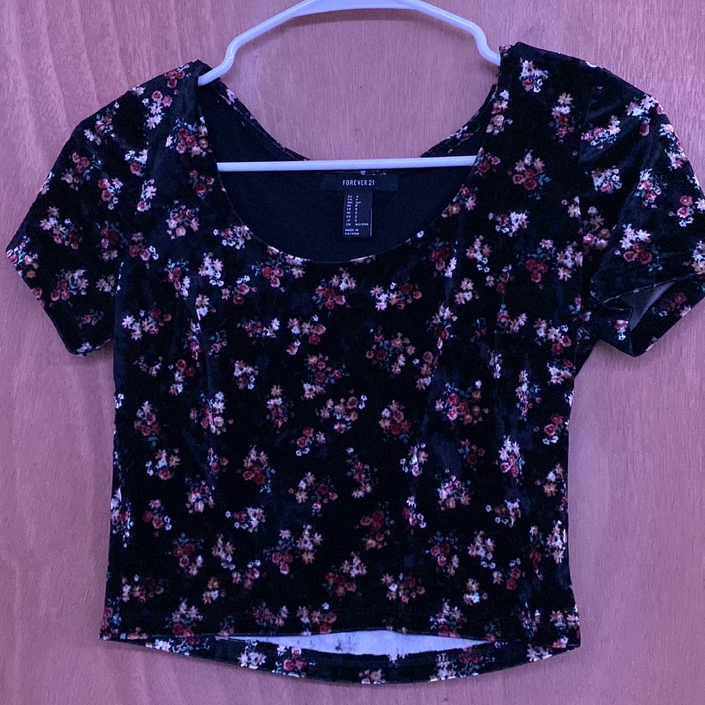 Floral Velvet Forever 21 Crop Top